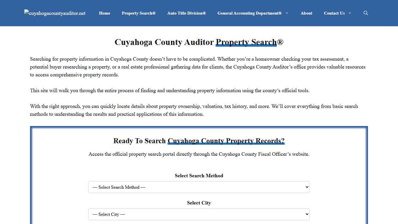 Cuyahoga County Auditor Property Search®